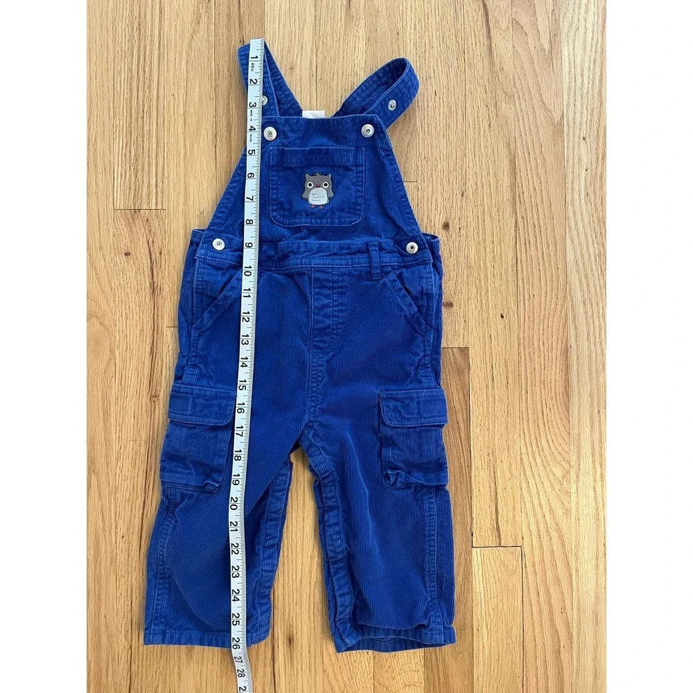 Gymboree‎ Boys Royal Blue Corduroy Owl Cargo Overalls 18-24 Months